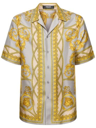 Baroque Print Short Sleeve Silk Shirt - VERSACE - Modalova