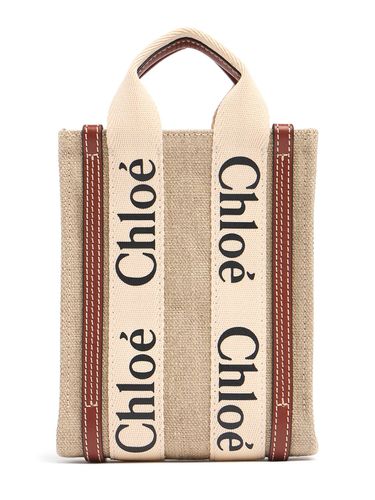 Medium Woody Linen Canvas Bag - CHLOÉ - Modalova