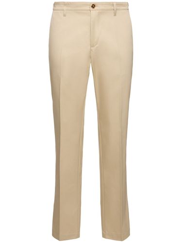 Informal Cotton Gabardine Straight Pants - VERSACE - Modalova