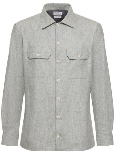 Wool Flannel Overshirt - BRUNELLO CUCINELLI - Modalova