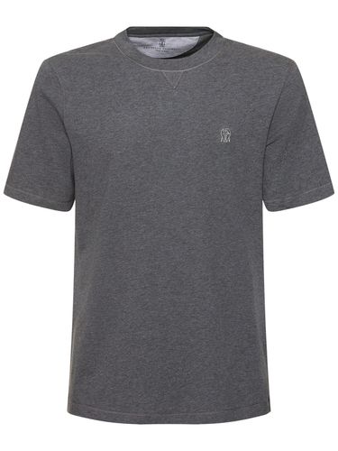 Cotton Logo T-shirt - BRUNELLO CUCINELLI - Modalova