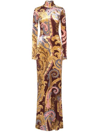 Printed Velvet Long Dress - ETRO - Modalova