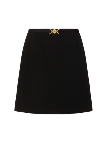 Double Wool Crepe Midi Skirt - VERSACE - Modalova