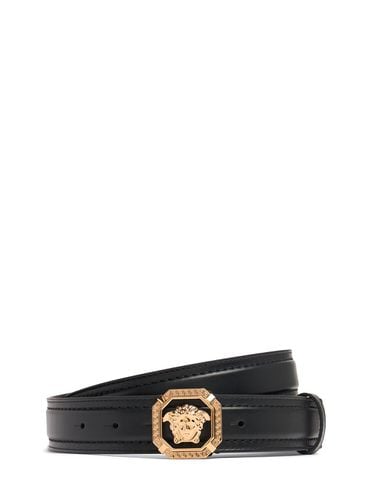 Mm Leather Medusa Belt - VERSACE - Modalova