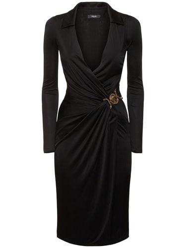 Stretch Crepe Jersey Wrap Midi Dress - VERSACE - Modalova