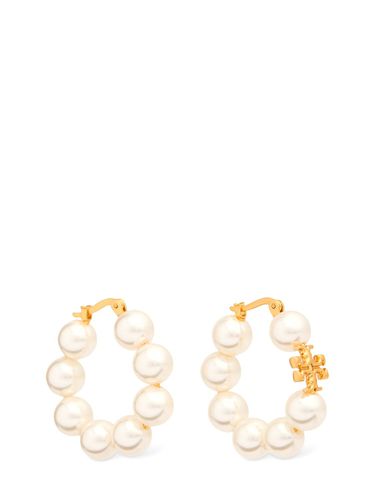 Kira Faux Pearl Hoop Earrings - TORY BURCH - Modalova