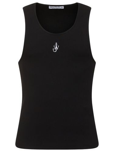 Logo Embroidery Stretch Cotton Tank Top - JW ANDERSON - Modalova