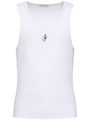 Logo Embroidery Stretch Cotton Tank Top - JW ANDERSON - Modalova