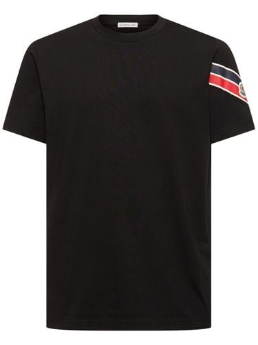 Tricolor Print Cotton T-shirt - MONCLER - Modalova