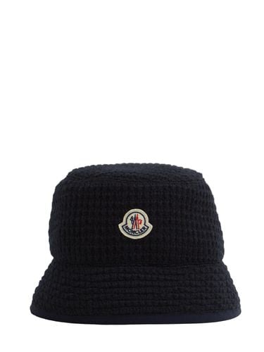 Logo Bonded Virgin Wool Blend Bucket Hat - MONCLER - Modalova