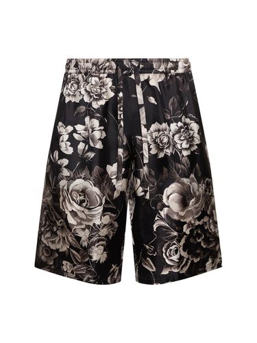 Flower Printed Silk Shorts - DOLCE & GABBANA - Modalova