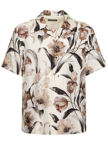 Flower Printed Silk Shirt - DOLCE & GABBANA - Modalova