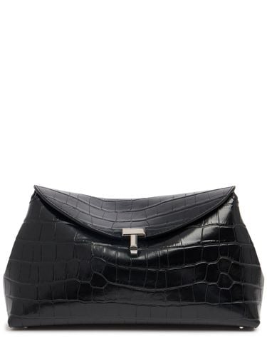 T-lock Croc Embossed Leather Clutch - TOTEME - Modalova