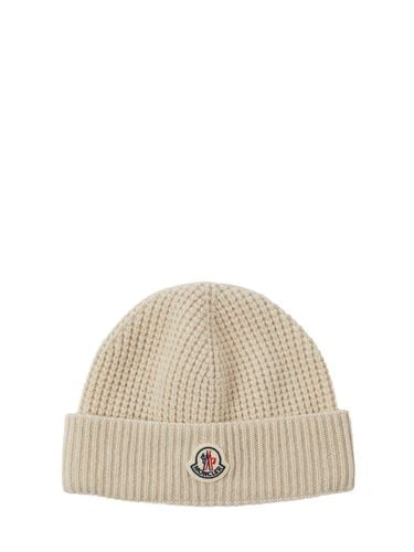 Logo Detail Wool & Cashmere Beanie - MONCLER - Modalova