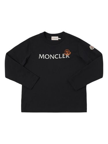 Langärmeliges T-shirt Aus Baumwolle Mit Logodruck - MONCLER - Modalova