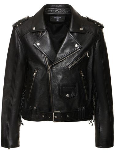 Leather Biker Jacket - BALMAIN - Modalova