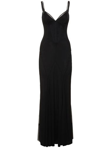 Stretch Tulle Long Dress - DOLCE & GABBANA - Modalova