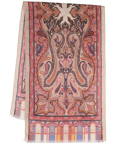 Printed Cashmere & Silk Scarf - ETRO - Modalova