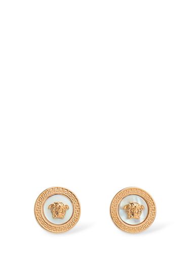 Medusa Mother Of Pearl Earrings - VERSACE - Modalova