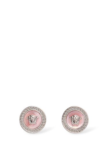 Medusa Mother Of Pearl Earrings - VERSACE - Modalova