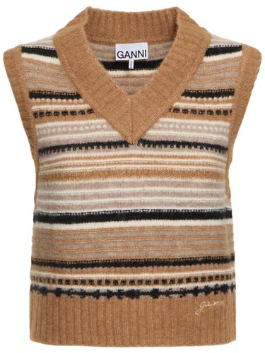 Striped Soft Alpaca Blend Vest - GANNI - Modalova