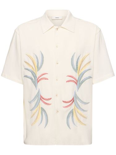 Palm Embroidered Camp Collar Shirt - COMMAS - Modalova