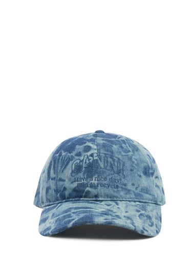 Patch Recycled Denim Baseball Cap - GANNI - Modalova