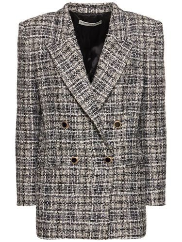 Oversized Checked Lurex Tweed Blazer - ALESSANDRA RICH - Modalova