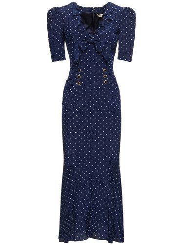 Polka Dot Print Silk Midi Dress W/ruffle - ALESSANDRA RICH - Modalova