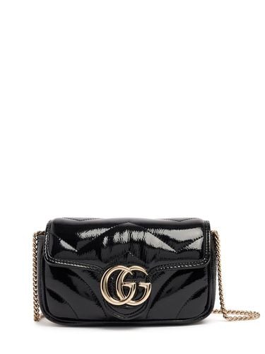 Bolso Super Mini Gg Marmont De Charol - GUCCI - Modalova