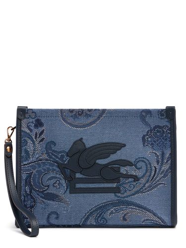 Medium Fiore Denim Jacquard Pouch - ETRO - Modalova