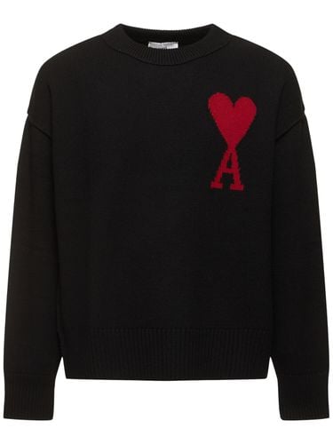 Logo Wool Knit Crewneck Sweater - AMI PARIS - Modalova