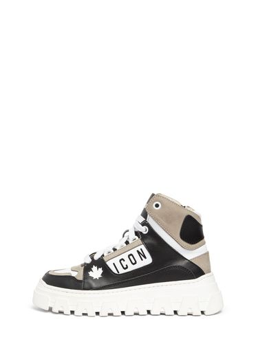 Sneakers De Piel Con Cordones Y Logo - DSQUARED2 - Modalova