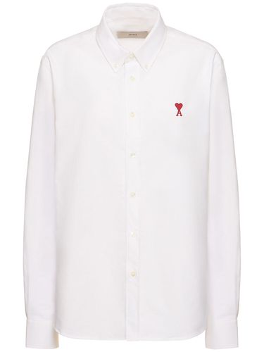 Cotton Poplin Logo Shirt - AMI PARIS - Modalova