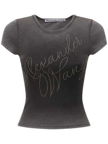 Embellished Fitted Cotton T-shirt - ALEXANDER WANG - Modalova