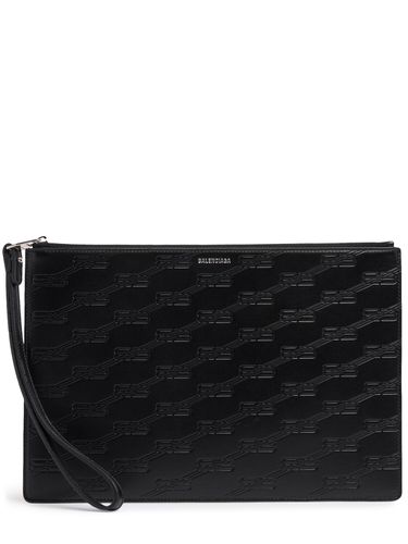 Embossed Leather Pouch W/ Wrist Strap - BALENCIAGA - Modalova