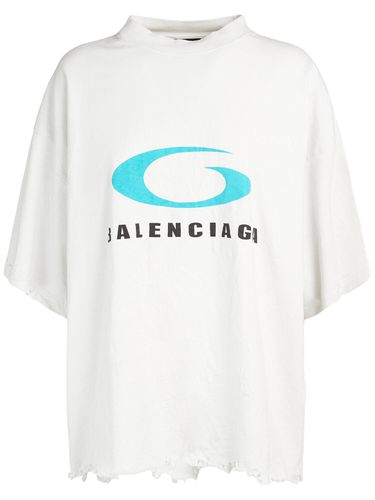 Icon Print Cropped Cotton T-shirt - BALENCIAGA - Modalova