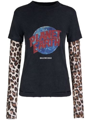 Planet Earth Double Sleeve T-shirt - BALENCIAGA - Modalova