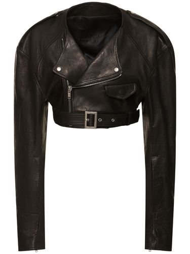 Micro Biker Leather Jacket - RICK OWENS - Modalova