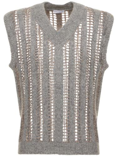 Wool & Mohair Open Knit Vest - BRUNELLO CUCINELLI - Modalova