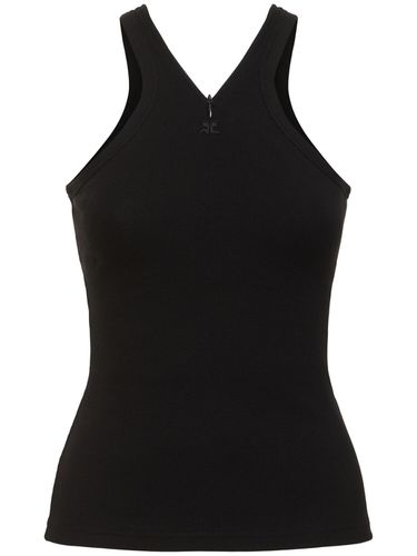 Criss Cross 90s Rib Cotton Tank Top - COURREGES - Modalova