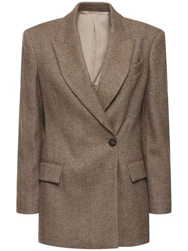 Brushed Wool Blend Herringbone Blazer - BRUNELLO CUCINELLI - Modalova