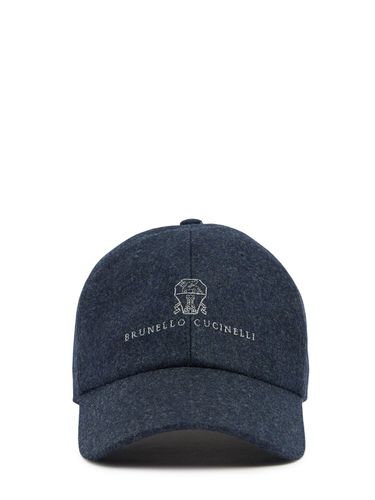 Cappello Baseball In Flanella Di Lana Con Logo - BRUNELLO CUCINELLI - Modalova