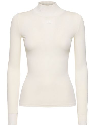 Knit Viscose Blend Logo Top - COURREGES - Modalova