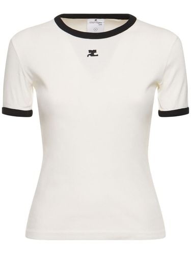 Signature Contrast Cotton T-shirt - COURREGES - Modalova