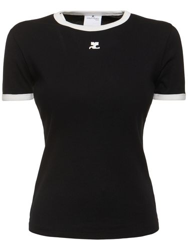 Signature Contrast Cotton T-shirt - COURREGES - Modalova