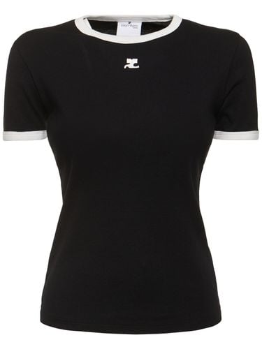 T-shirt Aus Baumwolle Mit Kontrastdetails - COURREGES - Modalova