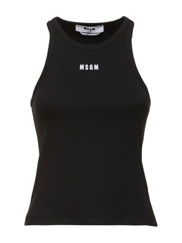 Top De Jersey De Algodón Con Logo - MSGM - Modalova