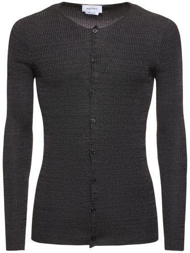 Henley-strickjacke Aus Feiner Seide - ALEXANDER MCQUEEN - Modalova