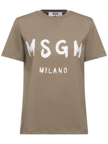 Cotton Jersey Logo T-shirt - MSGM - Modalova